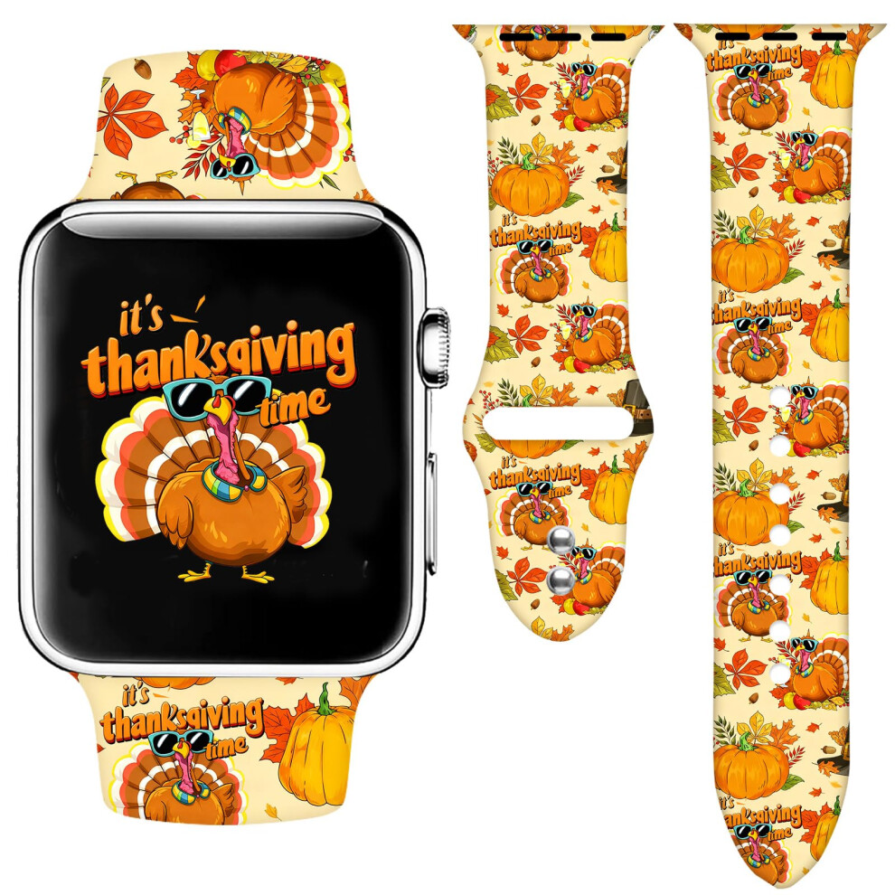 Cute Thanksgiving Turkey Watch Band Compatible With Apple Watch Band 44Mm 45Mm 46Mm 49Mm Soft Silicone Waterproof Strap For Iwatch Bands Series 10 9 8069925181647