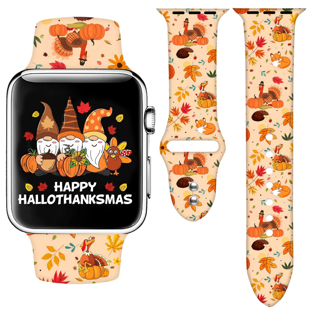Fall Thanksgiving Turkey Watch Band Compatible With Apple Watch Band 44Mm 45Mm 46Mm 49Mm Soft Silicone Waterproof Strap For Iwatch Bands Series 10 9 8069925180466