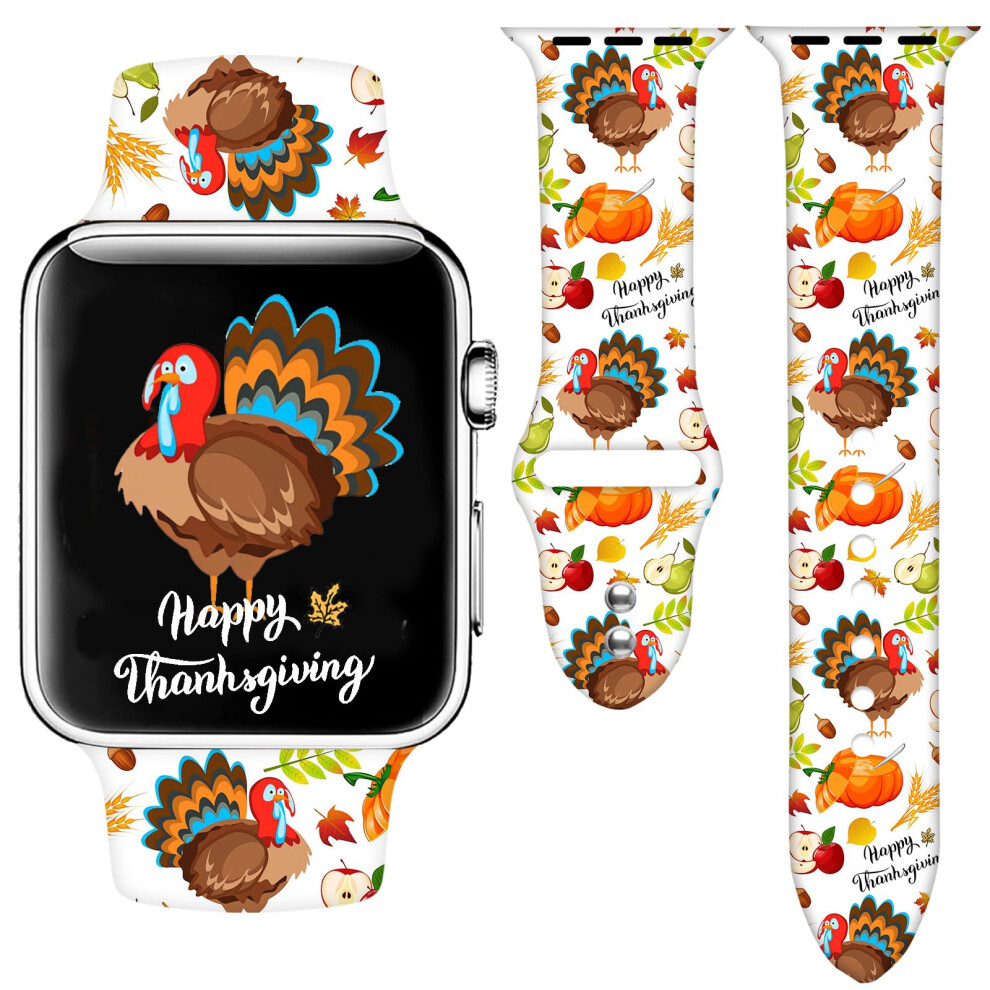 Thanksgiving Pumpkin Turkey Watch Band Compatible With Apple Watch Band 44Mm 45Mm 46Mm 49Mm For Women Men Silicone Waterproof Strap For Iwatch Bands 8069925181753