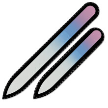 Mont Bleu s?t med 2 farver glas neglefile - Hver fil er i sort pose - H?ndlavede gaver til hende - ?gte tjekkisk h?rdet glas - Premium neglefil t