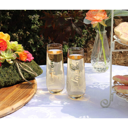 Lillian Rose Gold """"Bride"""" steelloos champagneglas 2