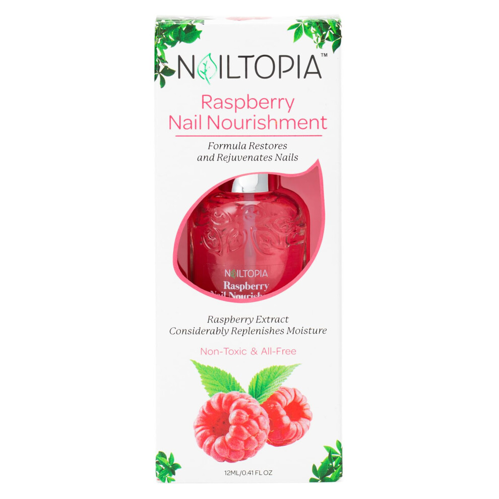 Nailtopia Green Raspberry Nail Nourishment - Revitalizing Nail Strengthener Treatment For Stronger Nails - Growth Serum For Damaged, Thin, Cracked Nails - V