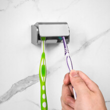 Porte-brosse dents mural avec couvercle pour salle de bain, 2 emplacements, organisateur de rangement pour brosse dents, support de suspensio