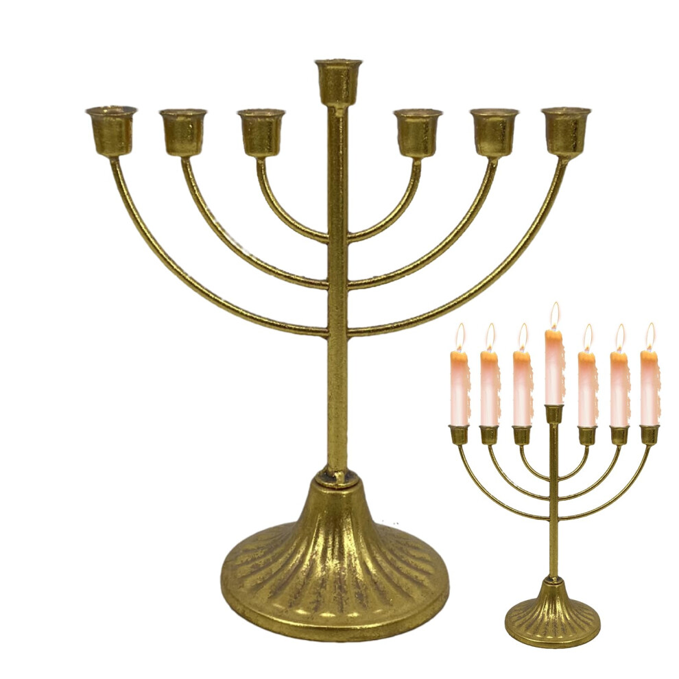 Gold Metal Menorah Hanukkah 7/9 Branches Removable Candle Holder Anti-Fade Vintage Gold Finish Home Decor-image-OPC-PMMHWJ8-NEW