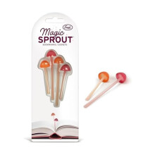 ?gte Fred Magic Sprout Mini-svampebogm?rker - S?t med 4 - To st?rrelser og farver - Bl?d fleksibel silikone - Sjov str?mpestoppergave til bogelsk