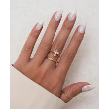 ESLALA Press On Nails Krtk mandlov mlko Bl umel nehty Leskl umel nehty Opakovane pouiteln tycinka na umel nehty s lepidlem | 16 velikost