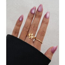 ESLALA Druk op nagels Korte amandelroze gradi?t Cat Eye nepnagels Glanzende nagels Herbruikbare stok op nepnagels met lijm | 16 maten - 32 nagelkit (