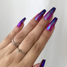 OMBR? SPARKLES Press-On Nagels van Lavaa Beauty | Gouden Ombr? Fluweelglanzende lange doodskistnagels
