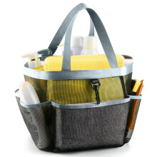 LOYEE Mesh Douche Caddy Draagbaar voor College Dorm Room Essentials met 8 Zakken Douchetas voor Strand Zwemmen Gym Reizen Badkamer (Grijs)