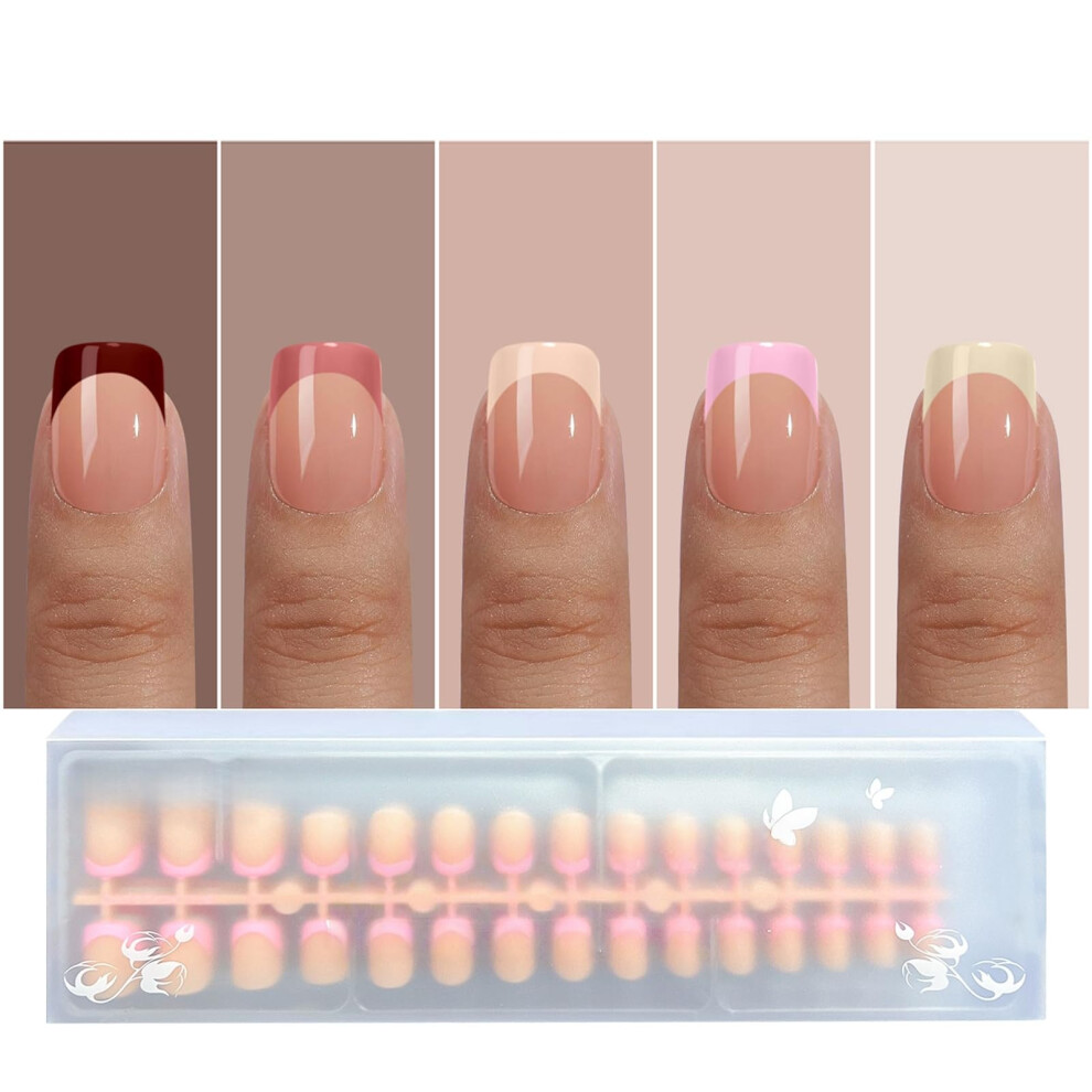 Opkssnails French Tip Press On Nails 150Pcs French Press On Nails Extra Short Square Pre-Lasting Soft Gel Nails Soak Off Acrylic False Nails For N