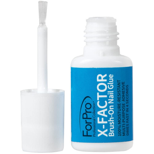 ForPro Professional Collection Cola para Unhas X-Factor Brush-On, Duradoura, Rápida Secagem, 0.26 oz 2