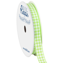 Fita Ribbli Verde Maçã e Branca, 100% Poliéster, 3/8 Polegadas x 10 Jardas, Ideal para Embalagem e Decoração