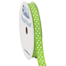 Ribbli Grosgrain Polka Dot Craft Ribbon 3/8 Inch 10-Yard Spool Appelgroen met witte stippen Gebruik voor cadeauverpakking Feestdecoratie Alle knutsel