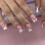 Unhas Postiças Quadradas Brancas com Pontas Francesas e Design Floral 24 Pcs 4