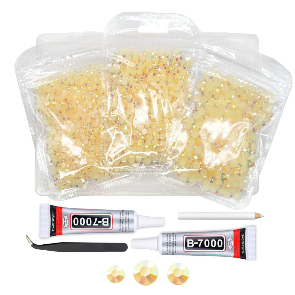 Qiipii Light Champagne Ab Resin Rhinestones W B7000 Jewelry Glue For Bedazzling Crafting 3Mm 4Mm 5Mm Flatback Jelly Stones Bulk Ss10- Ss20 Diamonds C