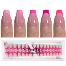 SXC Cosméticos Unhas Postiças French Tip 150 Peças em 15 Tamanhos Ultra Ajustáveis