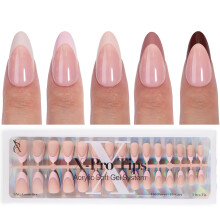 SXC Cosmetics Unhas Postiças French Tip 150 Peças em 15 Tamanhos Ultra Ajustáveis com Primer e Base Aplicados