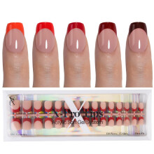 SXC Cosmetics French Tip Press On Nails 150 stuks in 15 maten Ultra Fit met vooraf aangebrachte Tip Primer en Base Coat U hoeft geen nepnagels te vij