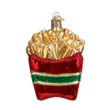 Old World Christmas French Fries Carton Glass Blown Ornament for Christmas Tree Handcrafted Holiday Decoration Food Collection