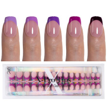 SXC Cosmetics French Tip Press On Nails 150 kusu v 15 velikostech Ultra Fit s predem aplikovanm zkladnm nterem na picky a zkladnm lakem Nen t