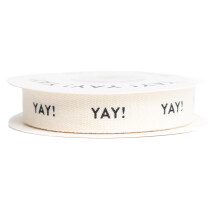 Sisterly Market - Aangepaste visgraatkatoenlint Natuurlijk 5/8 Inch Cadeaulint met Yay! Gedrukte zin 10 yards