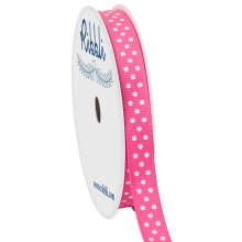 Ribbli Grosgrain Polka Dot Craft Ribbon 3/8 Inch 10-Yard Spool Felroze met witte stippen Gebruik voor cadeauverpakking Feestdecoratie Alle knutselen