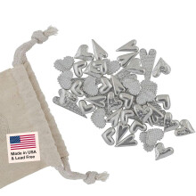 DANFORTH - Vilmain Assorted Pewter Hearts Pocket Tokens/Charms Pewter, Made in USA, Gift Bag (Pack of 50)