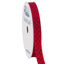 Ribbli Grosgrain Polka Dot Craft Ribbon 3/8 Inch 10-Yard Spool Rood met zwarte stippen Gebruik voor cadeauverpakking Feestdecoratie Alle knutselen en