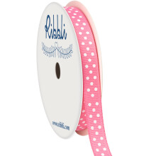 Ribbli Grosgrain Polka Dot Craft Ribbon 3/8 inch 10-Yard Spool Sherbet Roze met witte stippen Gebruik voor cadeauverpakking Feestdecoratie Alle knuts