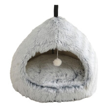 Furry Cats Cave Bed Plush Resting Shelter Half Enclosed For Indoor Use Small Cats Nonslip Bottom Antistress