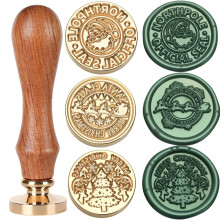 3Pcs Christmas Tree Elk Wax Seal Stamp Kit Removable Sealing Wax Stamp Head Great for Decorating Christmas Party Invitations (3A)