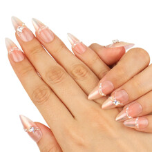 LydeLog Unhas Postiças Artesanais, Almendras Médias Pintadas à Mão com Cola Jelly, Conjuntos de Arte de Unhas em Almendras 10 pcs (Borboleta)