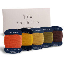 DARUMA Sashiko tr?d 100 % bomuld Korttype (43,7 yd) x 5 farver med engelsk manuel syning og broderi v?rdis?t med gavepakke (tynd kouyou)