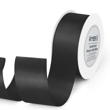 Fita de Cetim Preta Dupla Face 1-1/2" X 25 Jardas para Laços, Presentes, Arranjos Florais