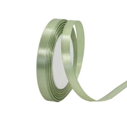 Fita de Cetim Verde Sálvia 3/8 Polegadas x 25 Jardas para Presentes, Laços de Cabelo, Artesanato