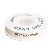 Sisterly Market - Aangepaste visgraat katoenen lint natuurlijk 5/8 inch cadeaulint met beste dag ooit gedrukte zin 10 yards