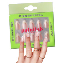 Kit de Unhas Postiças PaintLab, Frenchie Bow, Conjunto de 30 Peças, Unhas Falsas Duradouras com Cola, Lima e Palito
