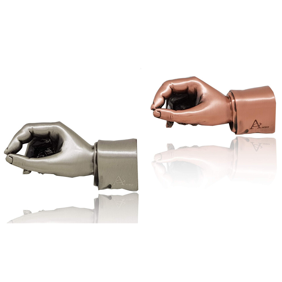 ACELY Executive hand shape pen holder metal art craft paperweight for desktop organizer pen stand decoration 2-PC pack (Anti-Red & Anti-Silver)-image-OPC-PMMJ6F6-NEW