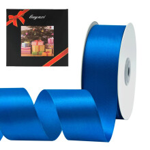 Ensfarvet dobbeltbelagt bl?t satinb?nd 1-1/2"""" X 25 yards b?nd Perfekt til h?ndv?rk Bryllupsindretning Sl?jfefremstilling Syning Gavepakkeindpakn