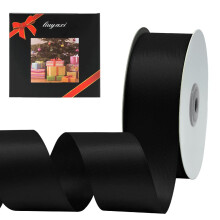Ensfarvet dobbeltbelagt sort satinb?nd 1-1/2"""" X 25 Yards b?nd Perfekt til h?ndv?rk Bryllupsindretning Sl?jfefremstilling Syning Gavepakkeindpakn