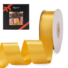 Effen kleur dubbelzijdig goud satijnen lint 1-1/2"""" X 25 yards linten perfect voor ambachten bruiloft decor strik maken naaien cadeaupakket inpakken