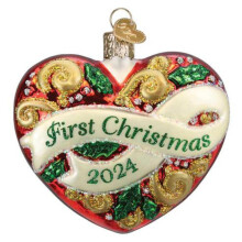 Old World Christmas 2024 First Christmas Heart Glass Hanging Ornament