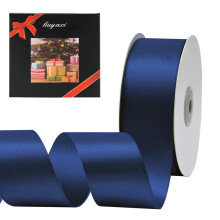 Ensfarvet dobbeltsidet marinebl?t satinb?nd 2"""" X 25 Yards b?nd Perfekt til h?ndv?rk Bryllupsdekoration Sl?jfefremstilling Syning Gavepakkeindpak