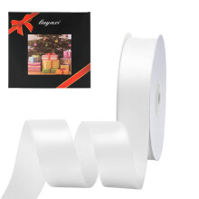 Fita de Cetim Branca Dupla Face 7/8" X 25 Jardas, Perfeita para Artesanato, Casamento, Laços e Embalagem