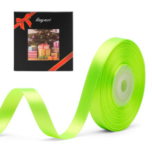 Ensfarvet dobbeltbelagt ?blegr?nt satinb?nd 3/8"""" X 25 yards b?nd Perfekt til h?ndv?rk Bryllupsdekoration Sl?jfefremstilling Syning Gavepakkeindp