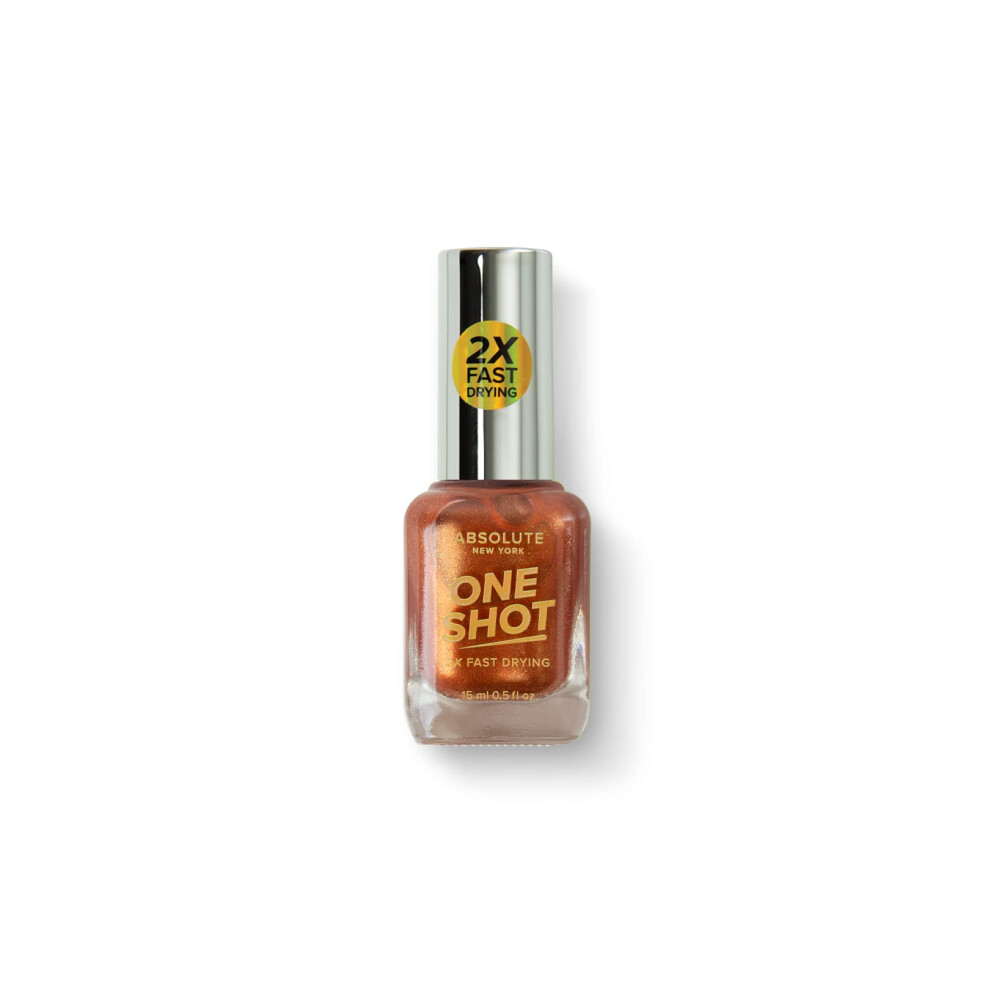 Absolute New York One Shot Nail Polish Fast Drying Gel Effect High Shine Vibrant Quick Drying And Long Lasting (Mnos28 Silk Copper .5 Fl Oz)