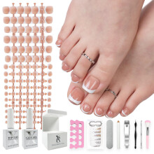 SXC Cosmetics X-Pro Tips French Tip Press na nehty na nohou pro eny Systm akrylovho mekkho gelu (krtk francouzsk hned krtk)