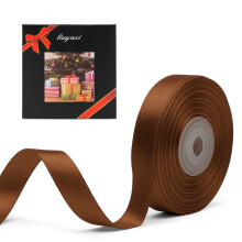 Ensfarvet dobbeltbelagt brunt satinb?nd 5/8"""" X 25 yards b?nd Perfekt til h?ndv?rk Bryllupsindretning Sl?jfefremstilling Syning Gavepakkeindpakni