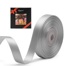 Ensfarvet dobbeltsidet s?lv/gr? satinb?nd 1/2"""" X 25 yards b?nd Perfekt til h?ndv?rk Bryllupsindretning Sl?jfefremstilling Syning Gavepakkeindpak