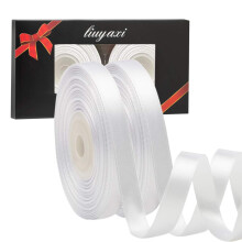 Effen kleur dubbelzijdig wit satijnen lint 1/4"""" X 50 yards linten perfect voor ambachten bruiloft decor strik maken naaien cadeaupakket inpakken en